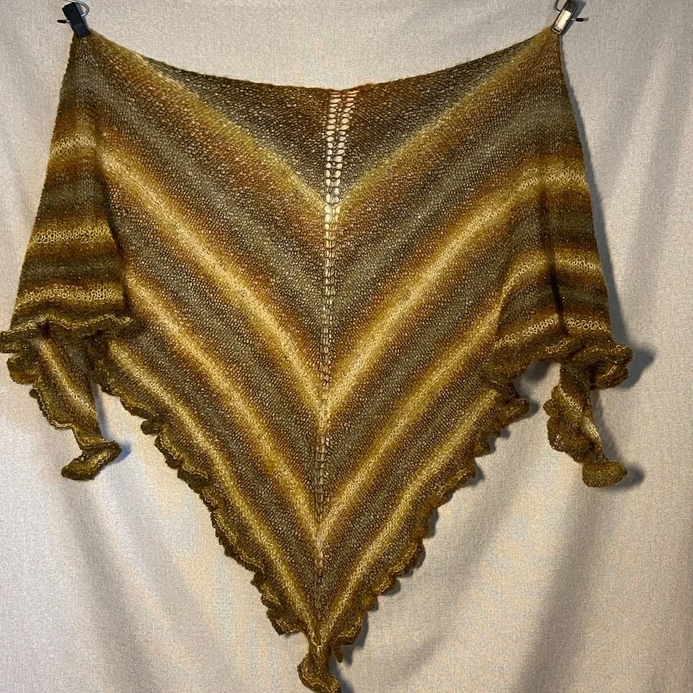 Handmade Multicolor Mohair Knit Shawl.